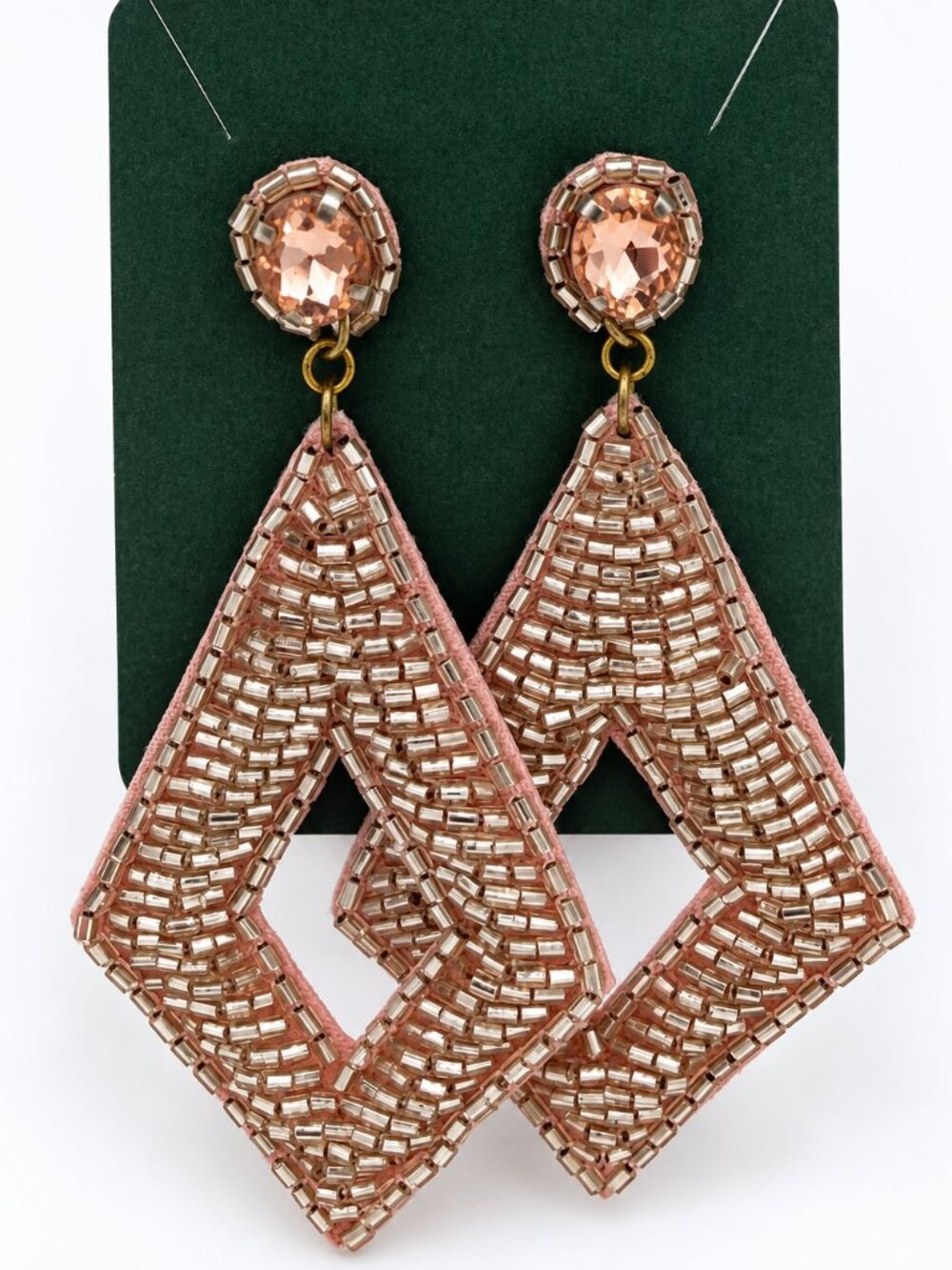 Pink Sequin Beaded Lightweight Statement Dangle Earrings